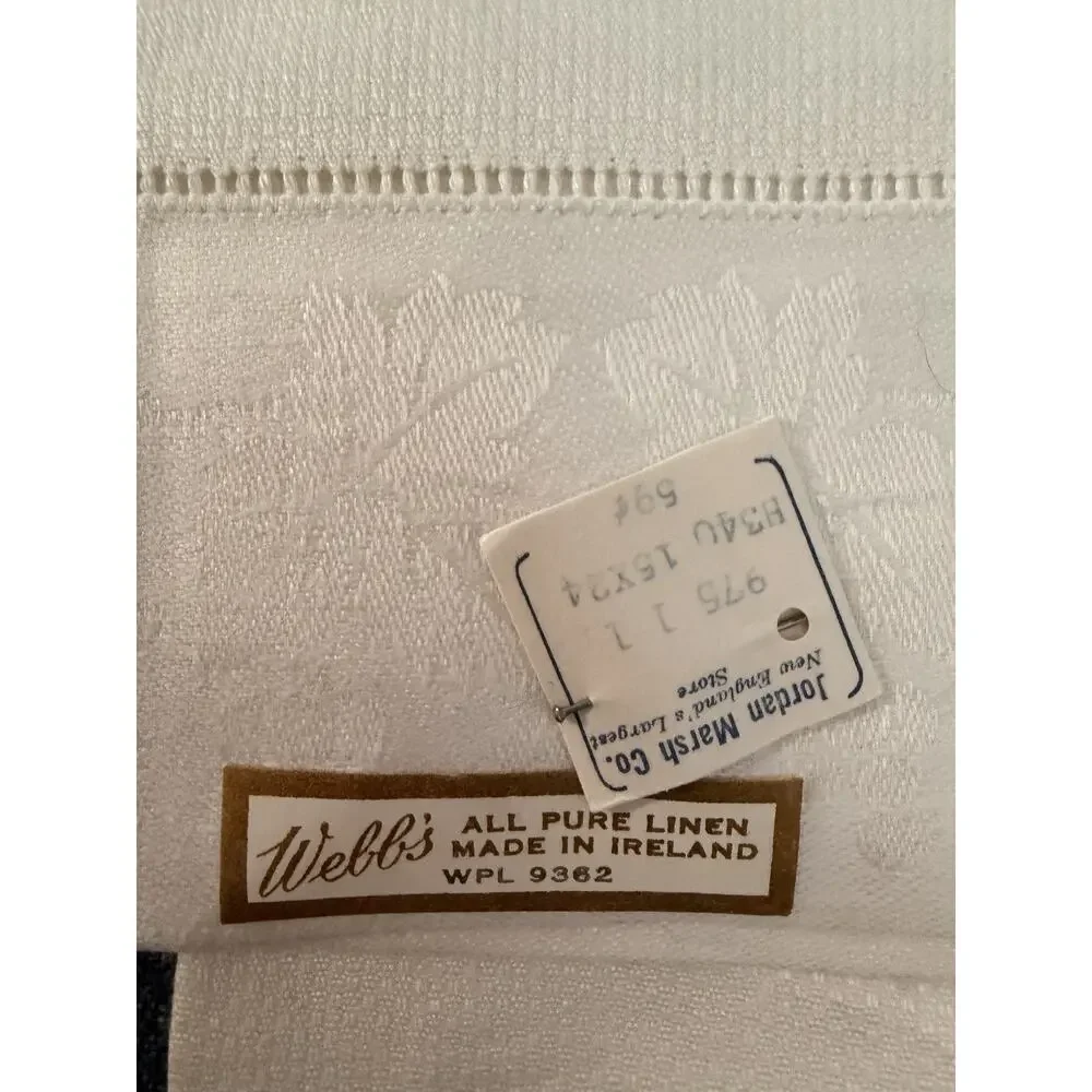 VTG Set Of 4 Pure Irish Linen Double Floral Trim Patterned Napkins 21x21 Ireland